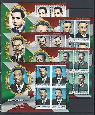 Burundi Sc 1099-1109 MNH. 2012 Presidents of Burundi, complete set of 11 s/s - Fresh Stock Dated December 2025