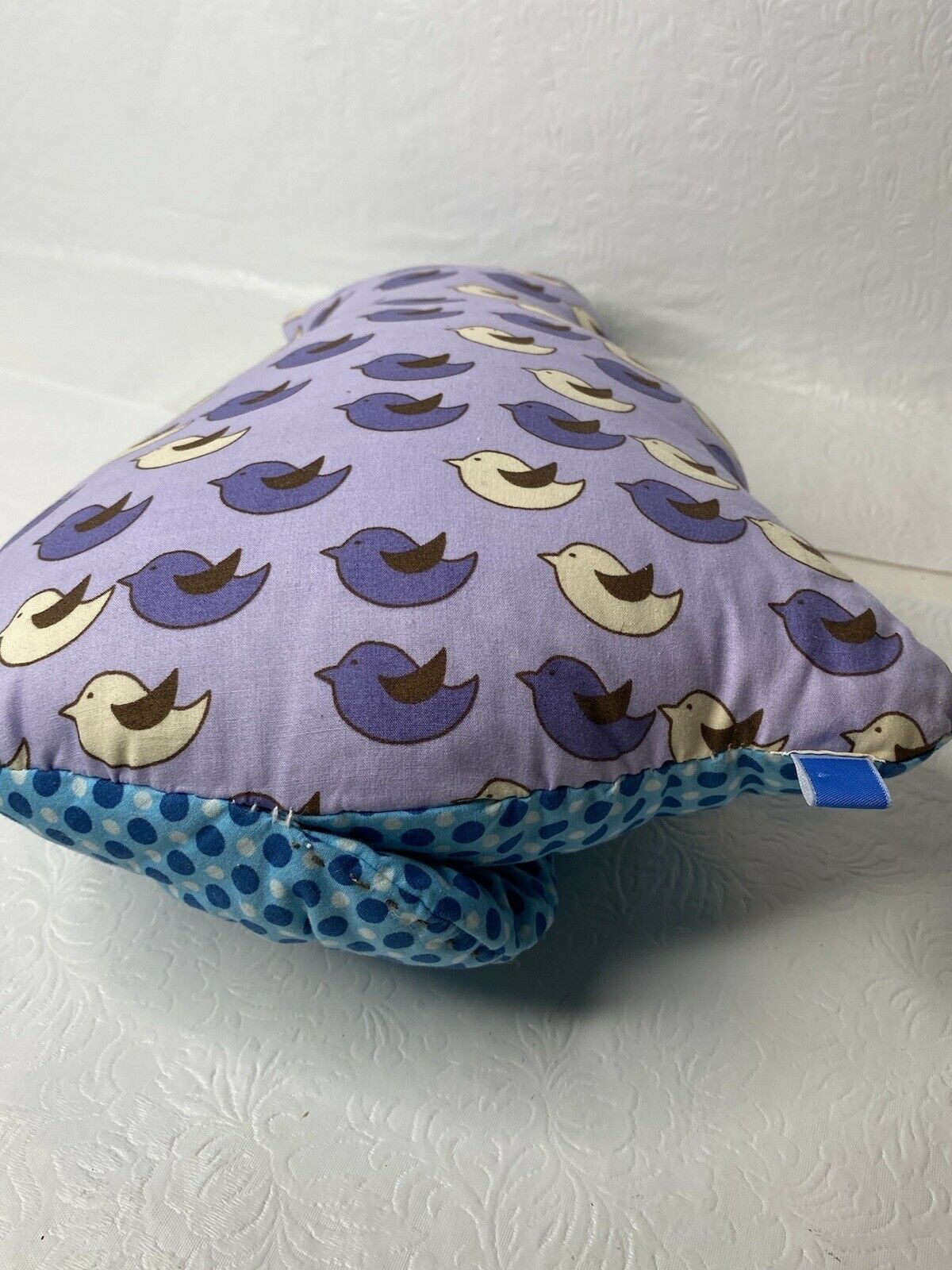 PB Pottery Barn Teen Cat Blue Check Fabric Pillow Bird Purple Fabric - Fresh Stock Dated January 2026