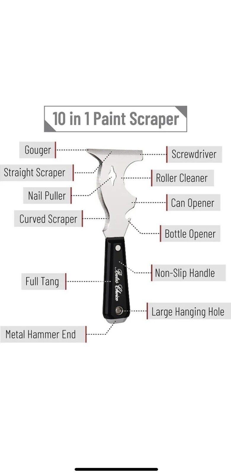 10 in 1 Paint Scraper for Wood, Painters Knife, Painting, Spackle Tool - Fresh Stock Dated February 2026