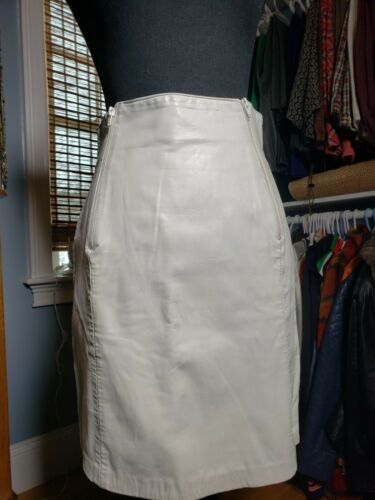 VINTAGE 80'S HIGH WAIST WHITE LEATHER SKIRT - Fresh Stock Dated February 2026