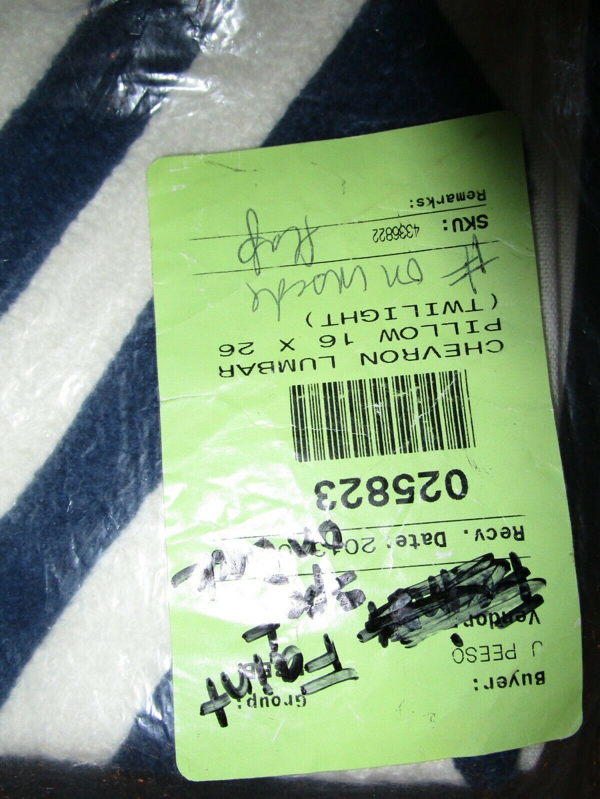 Pottery Barn Chevron lumbar crewel 16 26 twilight blue pillow cover photo shoot - Fresh Stock Dated December 2025