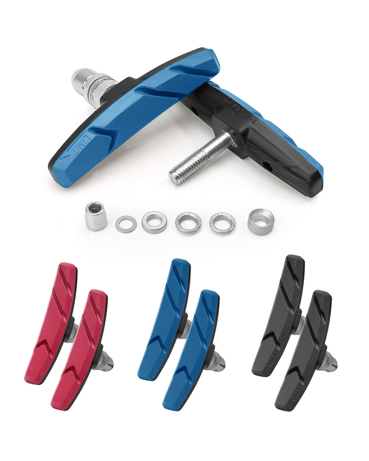 High Grade Cycling Bicycle MTB Bike V Brake Pads 70mm Shoes Pads Red/Blue/Black - Fresh Stock Dated February 2026