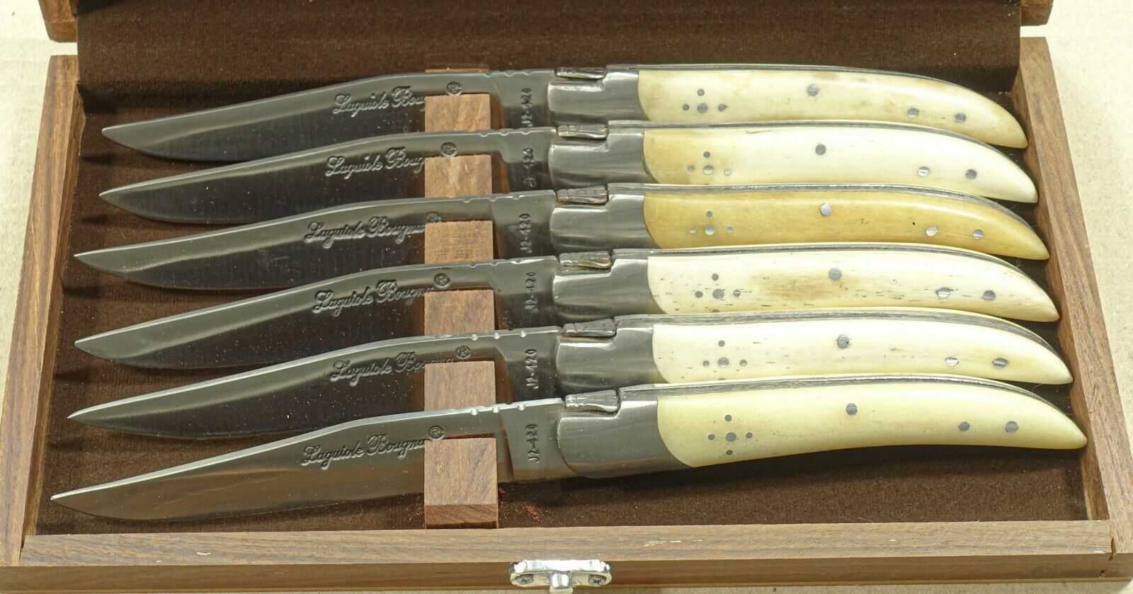 Set of 6 French Laguiole handle steak knives - Fresh Stock Dated December 2025