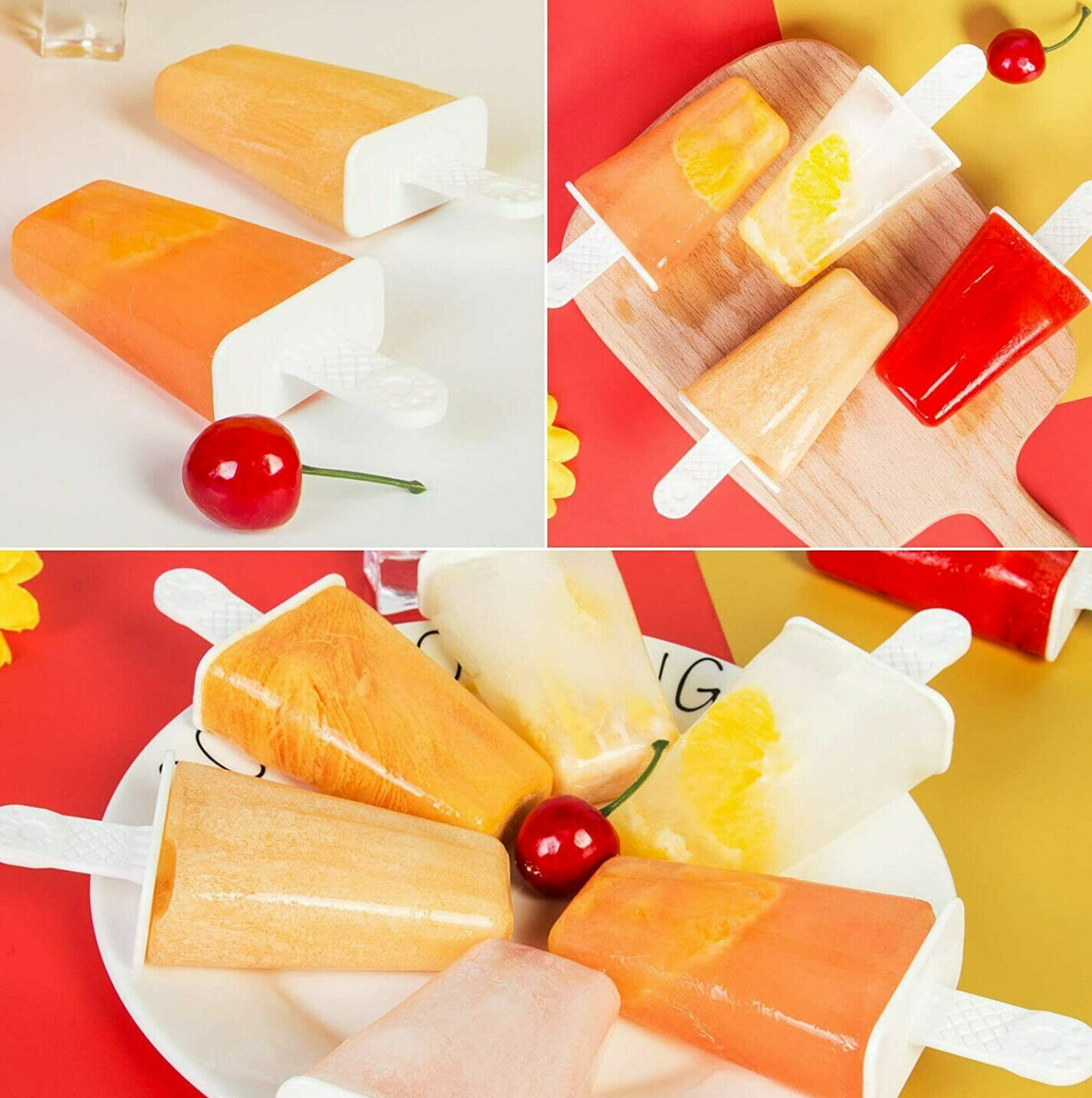 10 Cell Ice Cream Popsicle Frozen Mold Silicone Lolly Mould Ice Tray Cover Lid - Fresh Stock Dated February 2026