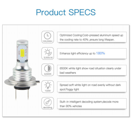 H7 LED Headlight Kit For Kawasaki ZX1000 Ninja 1000 2011-2016 High Low Beam Bulb - Fresh Stock Dated February 2026