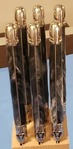 Laguiole Jean Dubose Steak Knives Set of 6. Dark Blue and White Handles. Signed - Fresh Stock Dated December 2025
