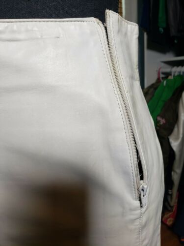 VINTAGE 80'S HIGH WAIST WHITE LEATHER SKIRT - Fresh Stock Dated February 2026