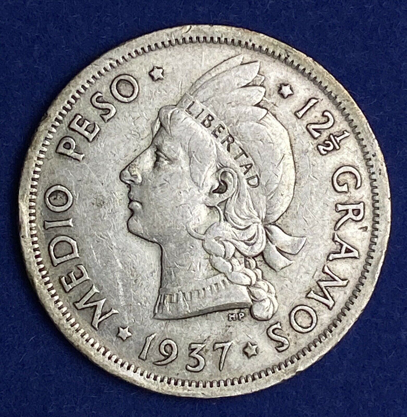 Dominican Republic 1937 1/2 Peso Silver VF - Fresh Stock Dated February 2026