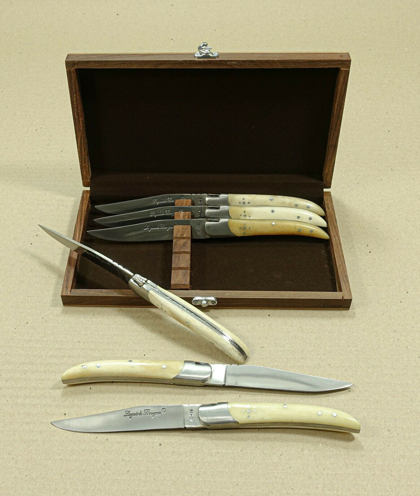 Set of 6 French Laguiole handle steak knives - Fresh Stock Dated December 2025