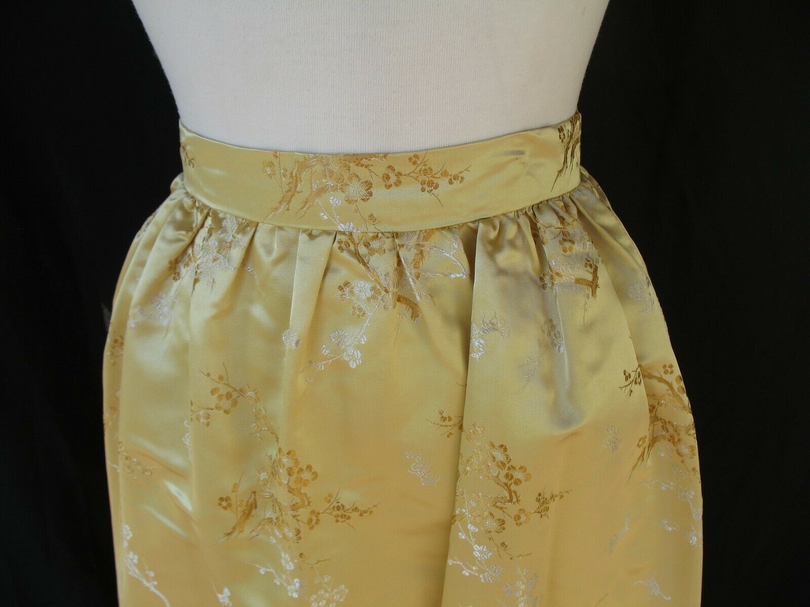 VINTAGE 60'S 100% SILK SATIN BROCADE A LINE MAXI SKIRT METAL ZIPPER SMALL - Fresh Stock Dated March 2026