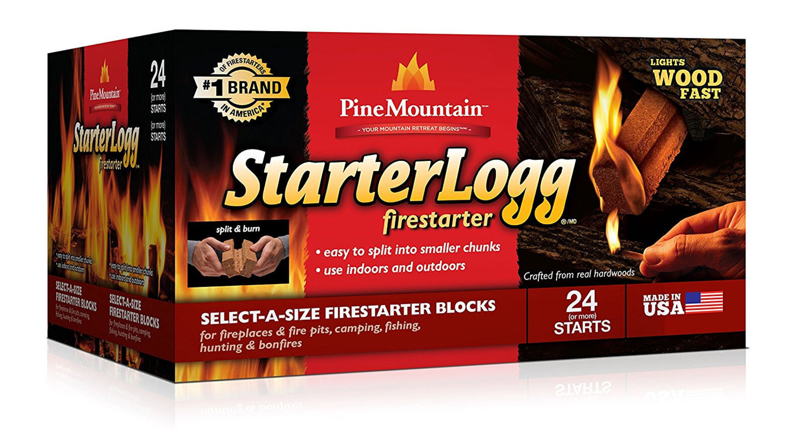 24Pc Starter Log Firestarter Fireplace Firelighter Fire Logs Wood Stove Campfire - Fresh Stock Dated December 2025