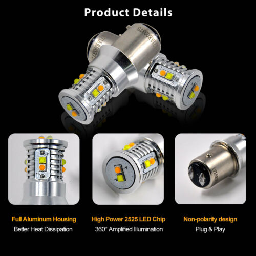 Lasfit 1157 2357A LED Bulbs for Motorcycle Front Turn Signal Light Switchback - Fresh Stock Dated February 2026