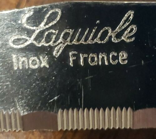 Laguiole Jean Dubose Steak Knives Set of 6. Dark Blue and White Handles. Signed - Fresh Stock Dated December 2025