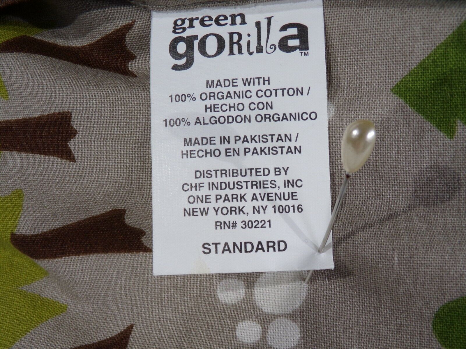 One 1 GREEN GORILLA Green Blue STANDARD PILLOW SHAM Kids Organic Cotton Animals - Fresh Stock Dated February 2026