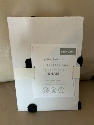 Pottery barn pillow cover Sham Tufted black white pom halloween snoopy gift dot - Fresh Stock Dated December 2025