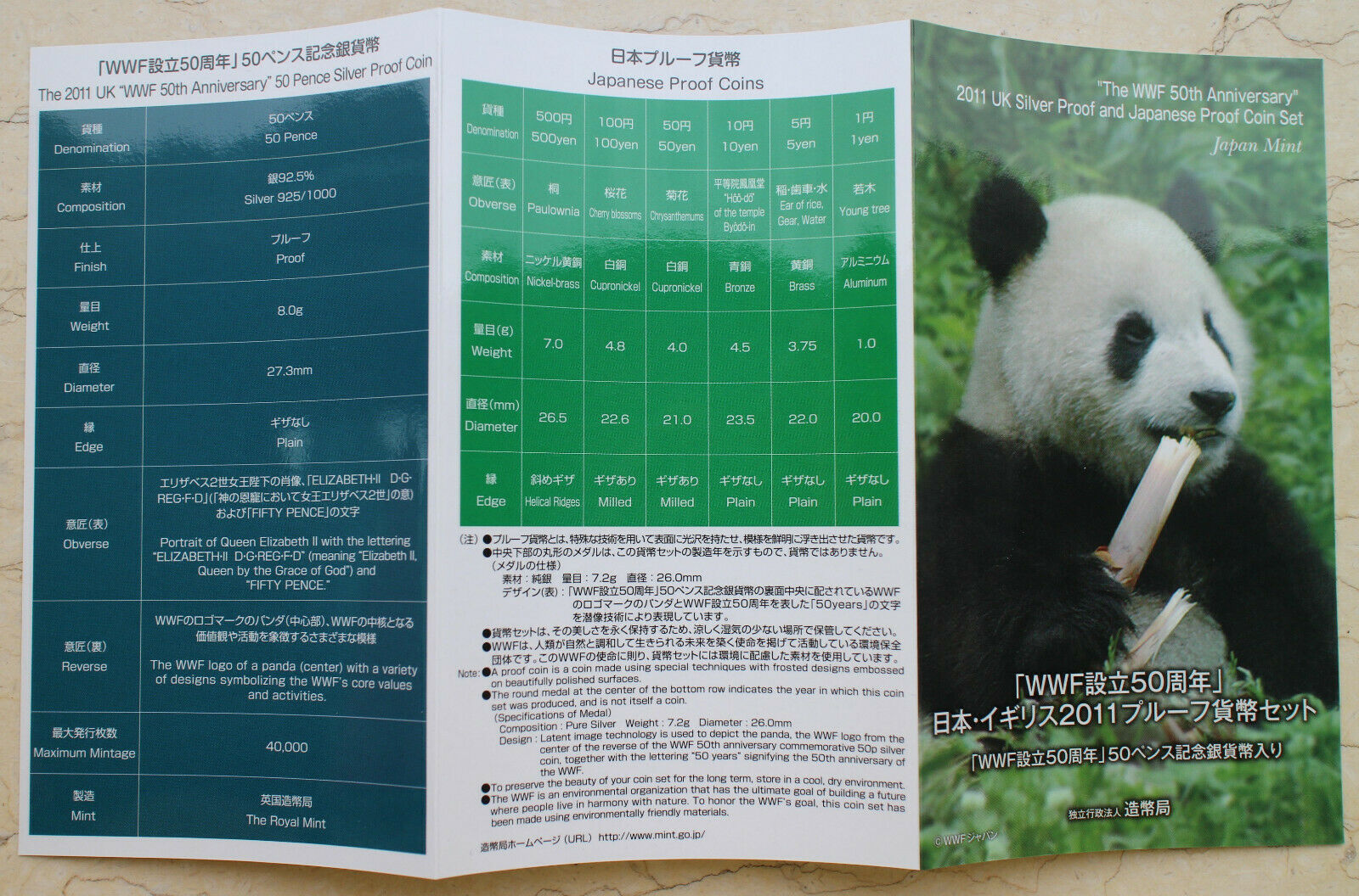 2011 Japan Proof Coins Set - 50th WWF - Fresh Stock Dated February 2026