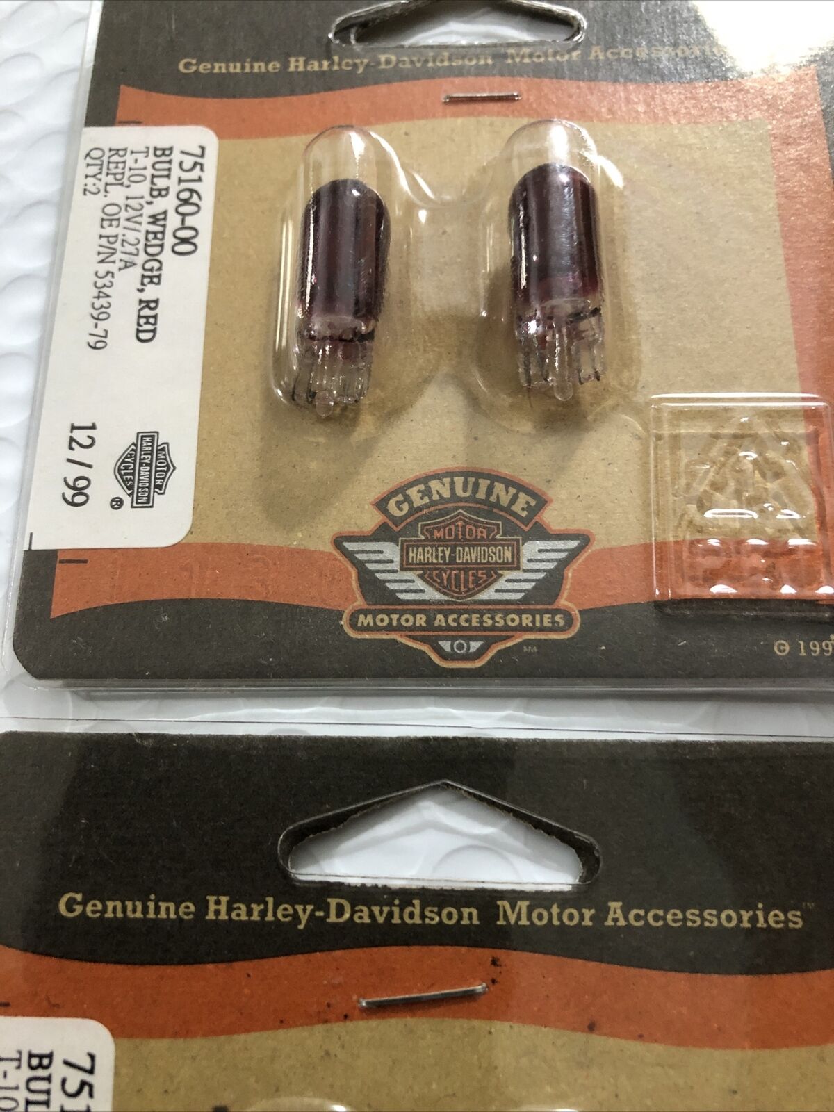 Harley Davidson RED T10 Light Bulb Wedge base 75154-00  53439-79 (4 bulbs) - Fresh Stock Dated February 2026
