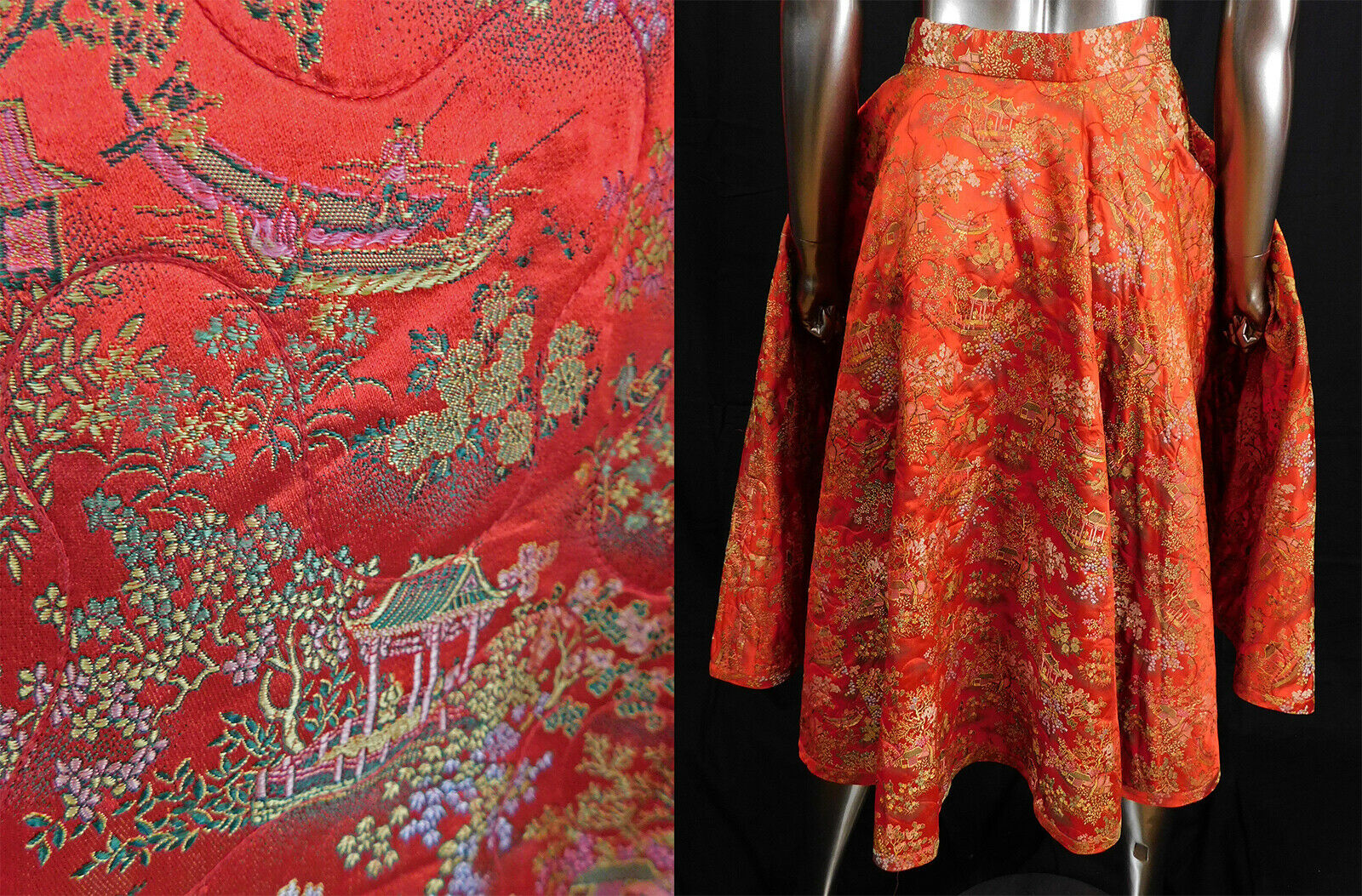 Vintage David Crystal Barbara Barondess Chinoiserie Print Brocade Circle Skirt - Fresh Stock Dated December 2025