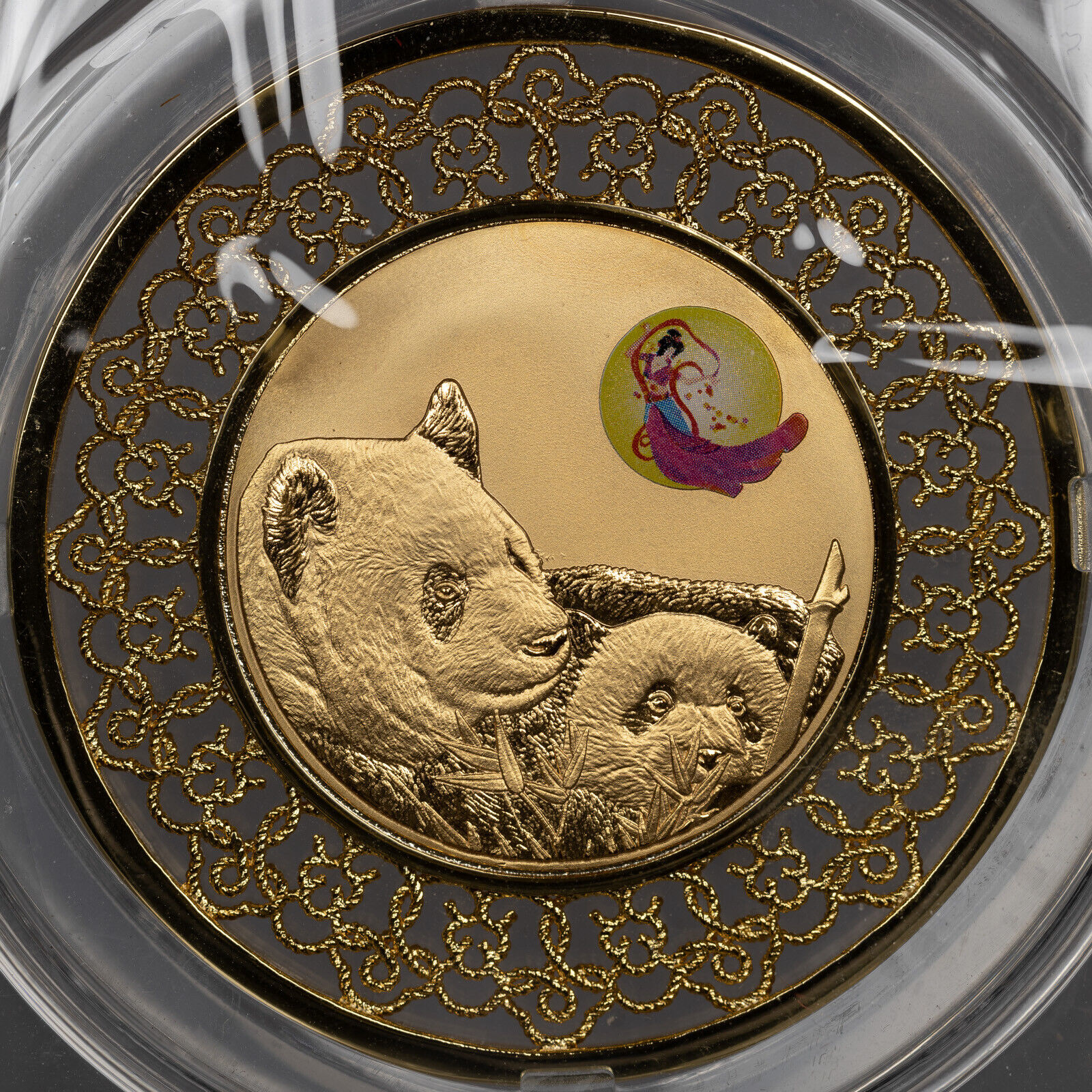 A PAIR 2020 CHINA 50mm Cu FILAMENT ENAMEL PANDA MEDAL GREAT WALL MOON FESTIVAL - Fresh Stock Dated February 2026