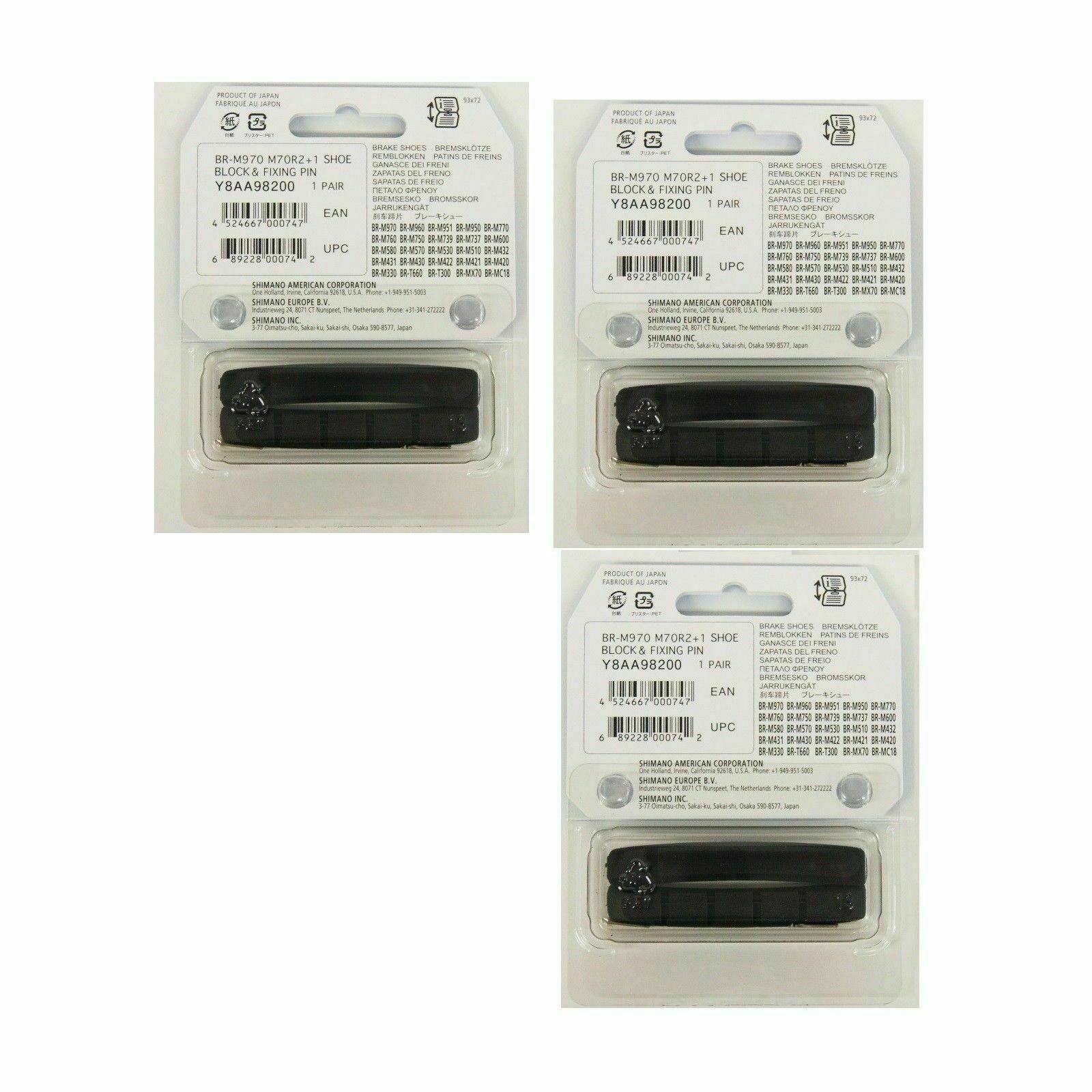 3-Pack Shimano Bike XTR XT LX DXR M70R2 Severe Condition MTB V-Brake Pads - Pair - Fresh Stock Dated February 2026