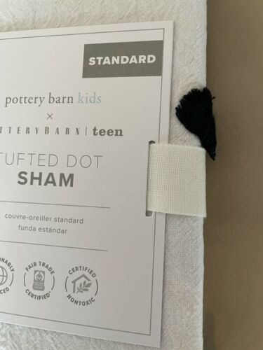 Pottery barn pillow cover Sham Tufted black white pom halloween snoopy gift dot - Fresh Stock Dated December 2025