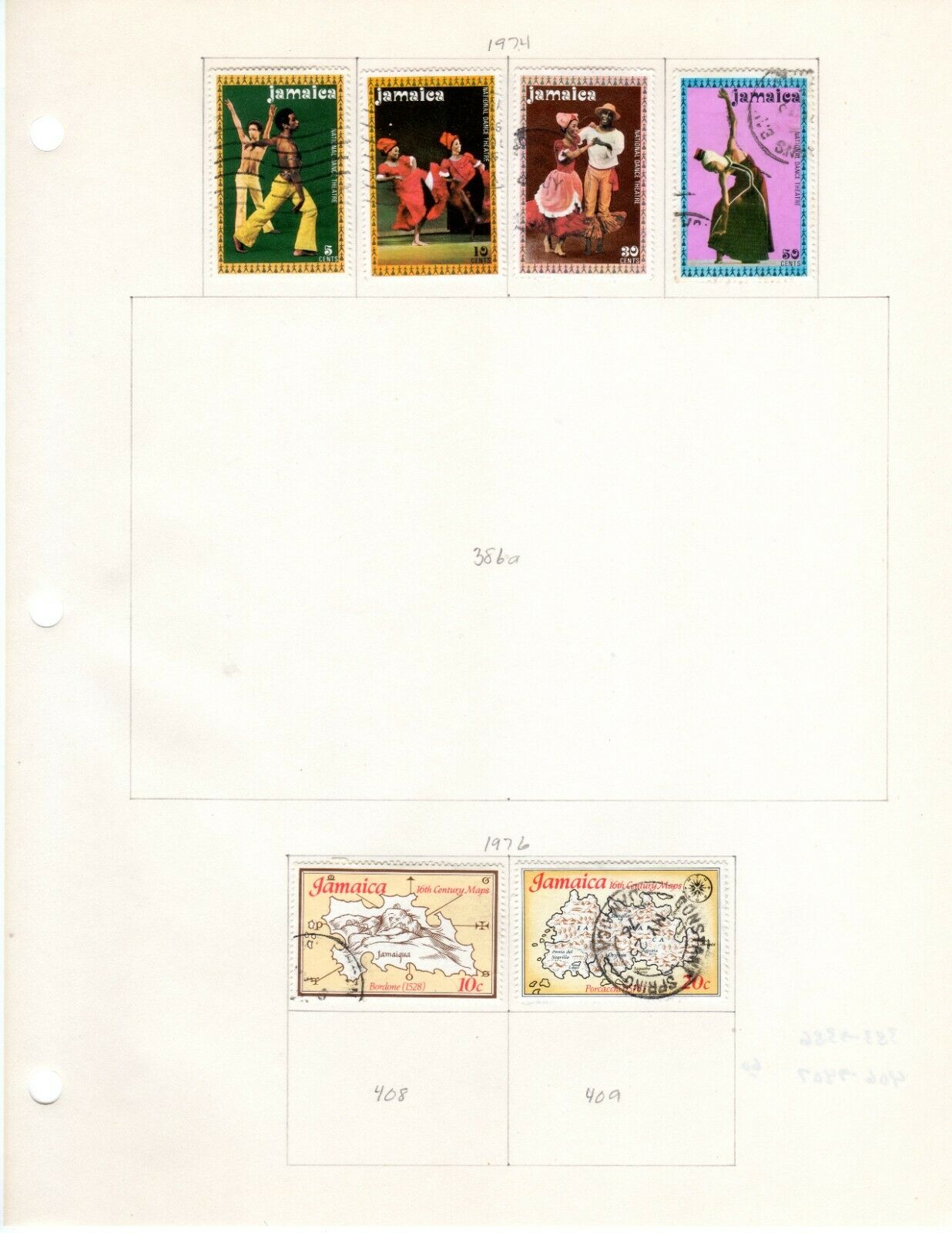 Jamaica Scott 383//444 Mostly Used on 4 Album Pages Issued 1974-1978 - Fresh Stock Dated December 2025