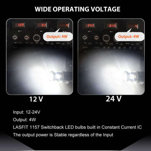Lasfit 1157 2357A LED Bulbs for Motorcycle Front Turn Signal Light Switchback - Fresh Stock Dated February 2026