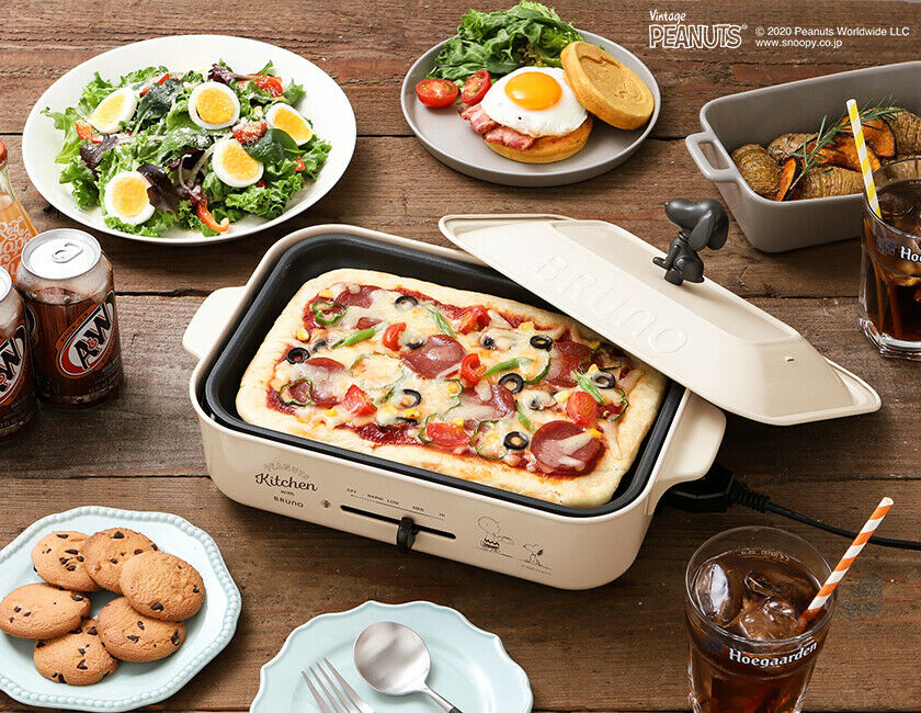 Bruno Peanut Snoopy Compact 3pcs Hot Plate Flat Takoyaki Pancake 100V Tracking # - Fresh Stock Dated February 2026