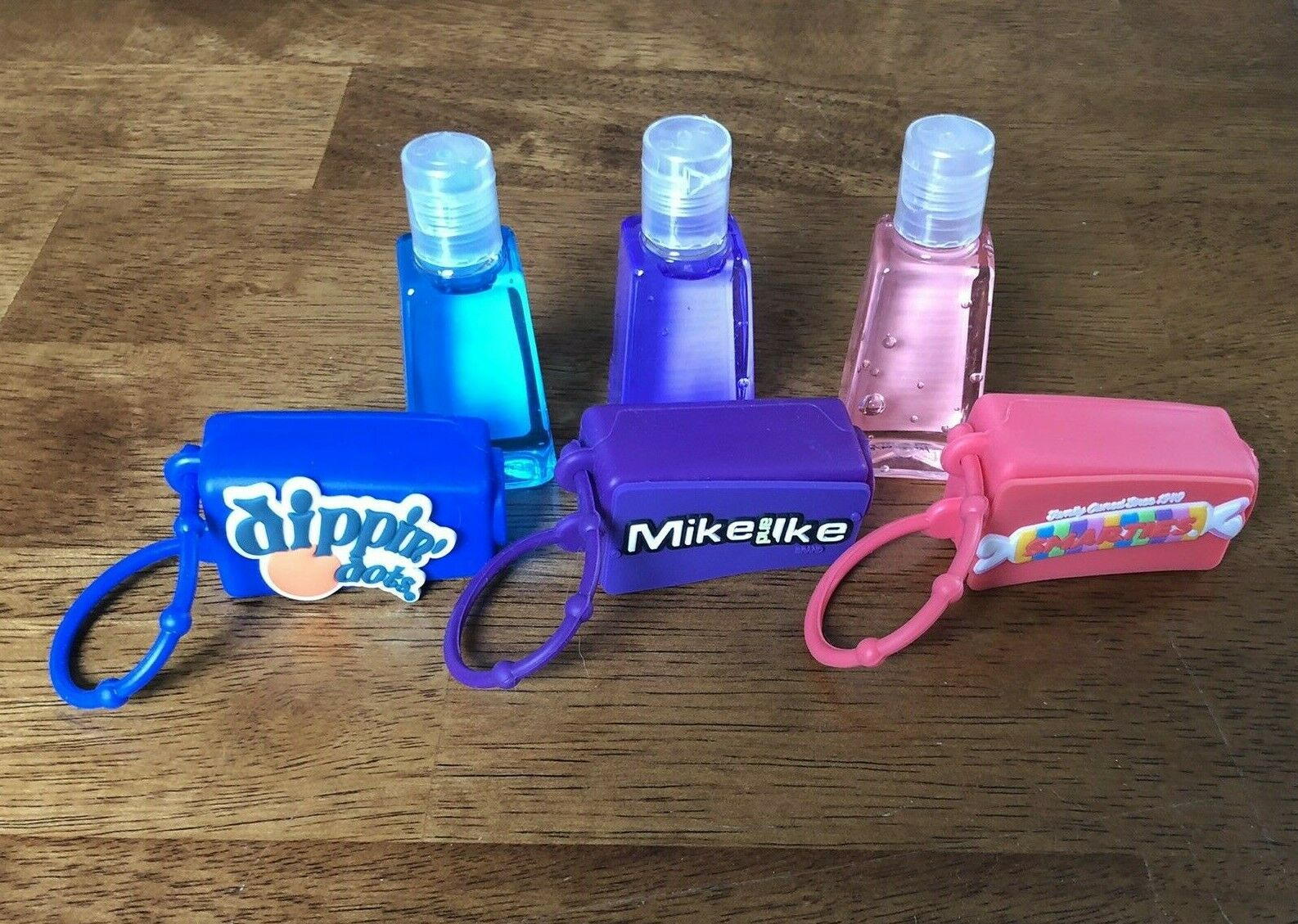 Dippin Dots Mike & Ike Smarties Candy Themed Hand Sanitizer & Holder Travel Size - Fresh Stock Dated February 2026