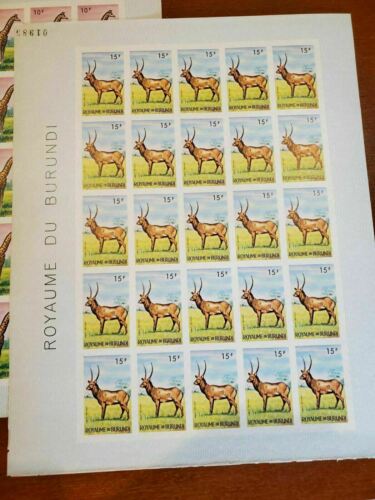 Burundi #73-84 IMPERF Short Set MNH FULL UNCUT SHEETS OF 25!!!!  Showpieces! - Fresh Stock Dated December 2025