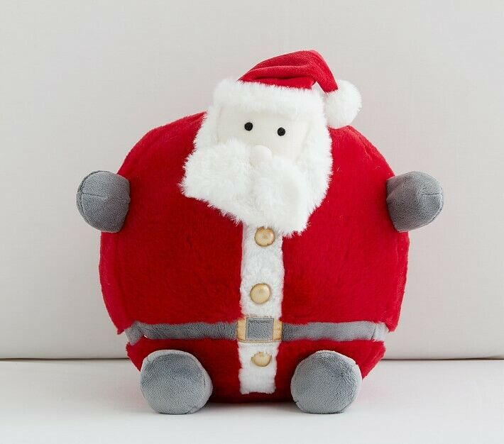NEW Pottery Barn Kids Holiday Cuddly Santa Plush Decorative Pillow, Christmas - Fresh Stock Dated December 2025