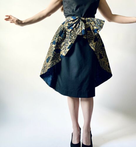 1950s over skirt vintage big bow gold sateen overskirt w26 - Fresh Stock Dated February 2026