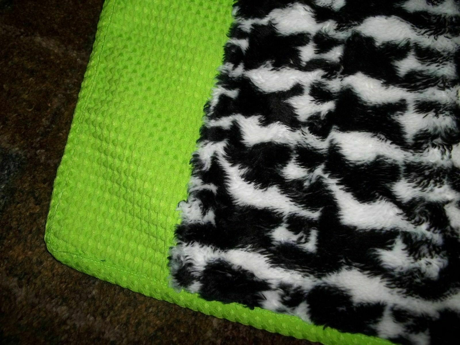 Set of 2 Faux Fur Zebra Lime Green Quilted Pillow Shams Pair 2B - Fresh Stock Dated December 2025