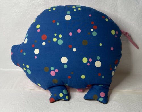 Pottery Barn PB Teen Pig Pink Stitch Flowers Blue Polka Dots Pillow Decor - Fresh Stock Dated December 2025