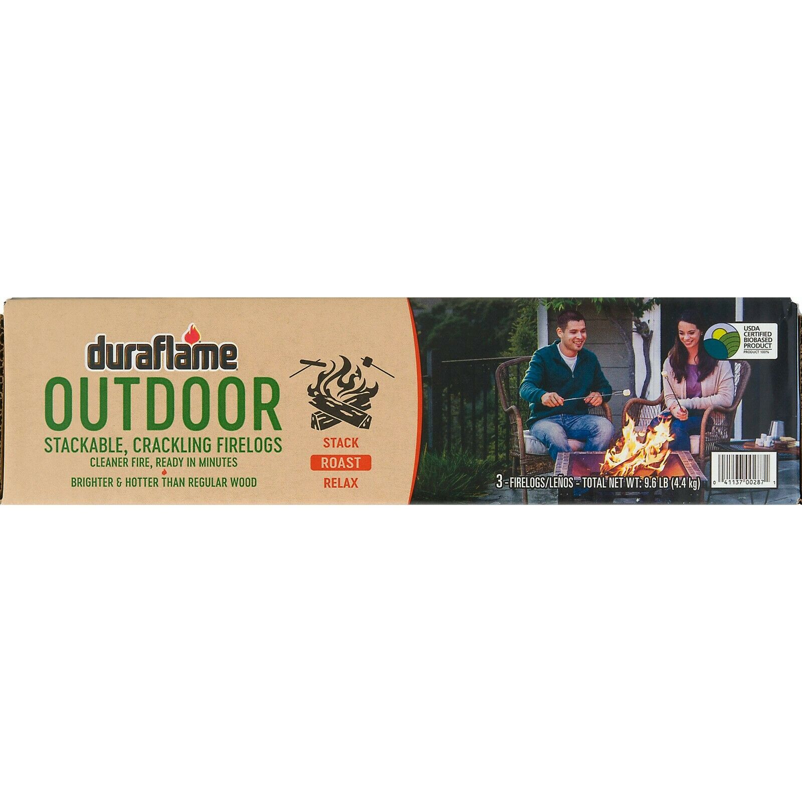 Duraflame Outdoor Crackling Firelogs, Box of 3 Logs for 1 Campfire - Fresh Stock Dated February 2026