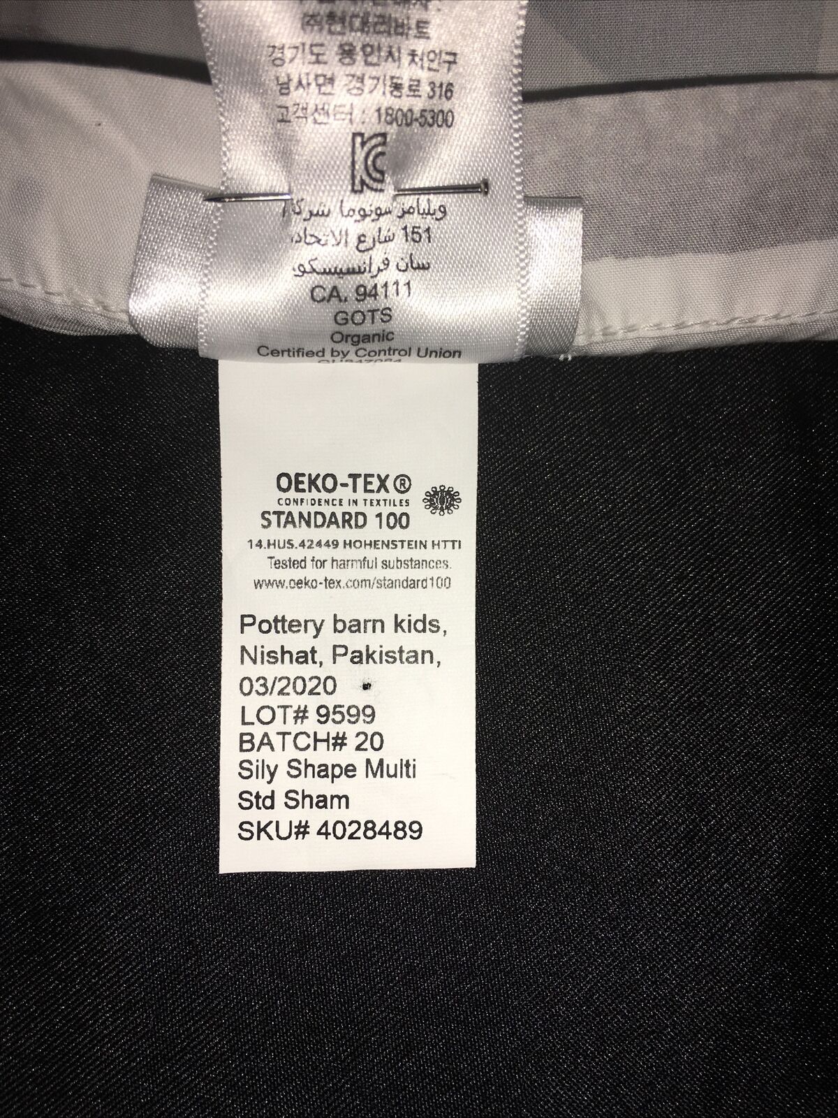 Pottery Barn Modern Kids Silly Shapes Standard Pillow Sham Abstract White Blue - Fresh Stock Dated February 2026