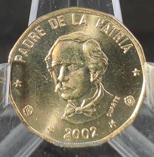 DOMINICAN REPUBLIC 1 PESO 2002 DUARTE UNC NEW COIN G432 - Fresh Stock Dated December 2025