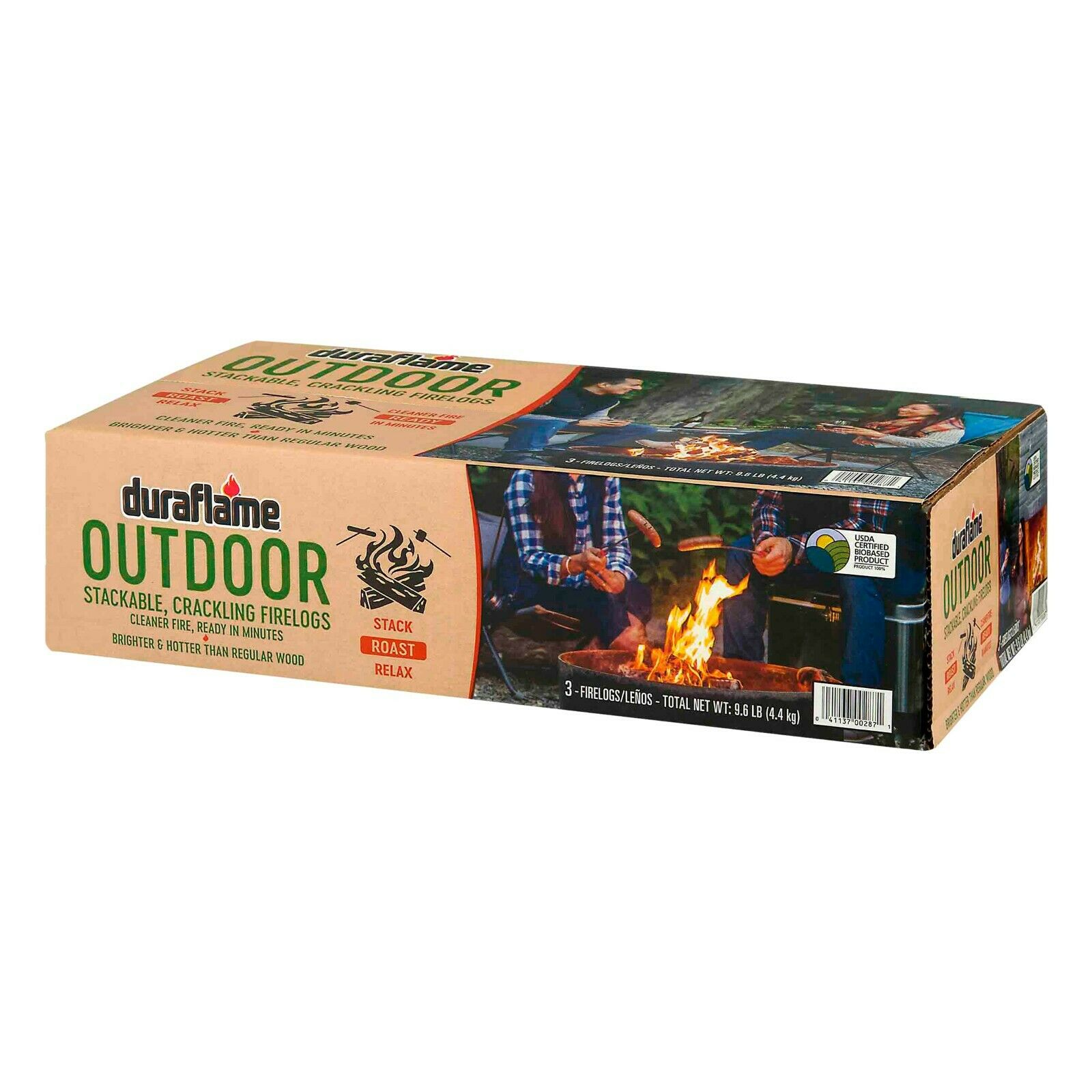 Duraflame Outdoor Crackling Firelogs, Box of 3 Logs for 1 Campfire - Fresh Stock Dated February 2026