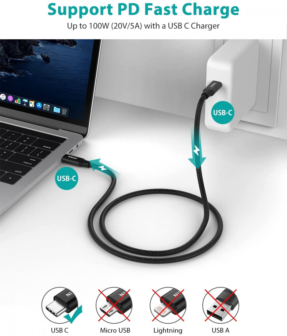 USB C to C 3.1 Gen 2 Cable 10Gbps Data Transfer, NIMASO 1m / 3.3ft, Black - Fresh Stock Dated February 2026