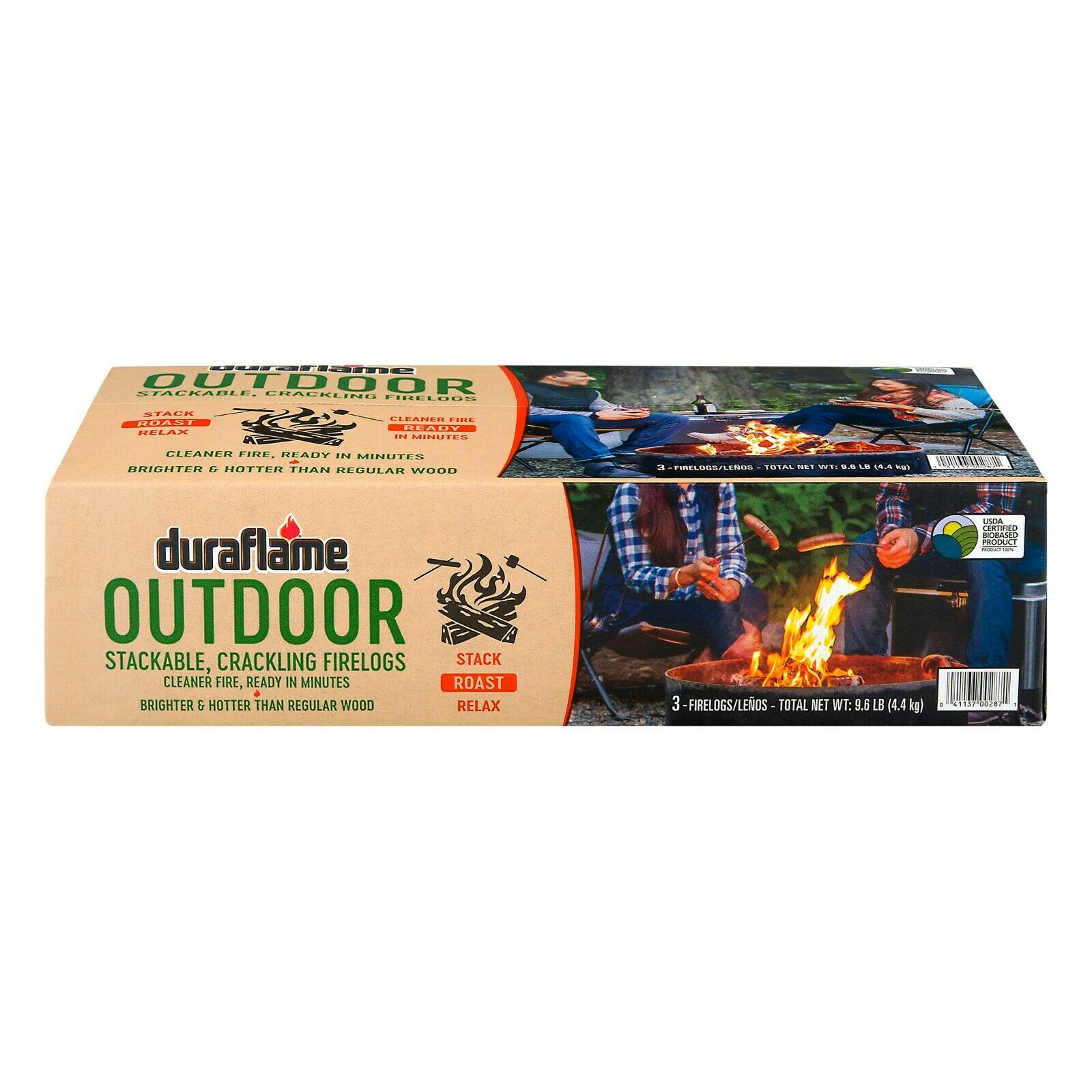 Duraflame Outdoor Crackling Firelogs, Box of 3 Logs for 1 Campfire - Fresh Stock Dated February 2026