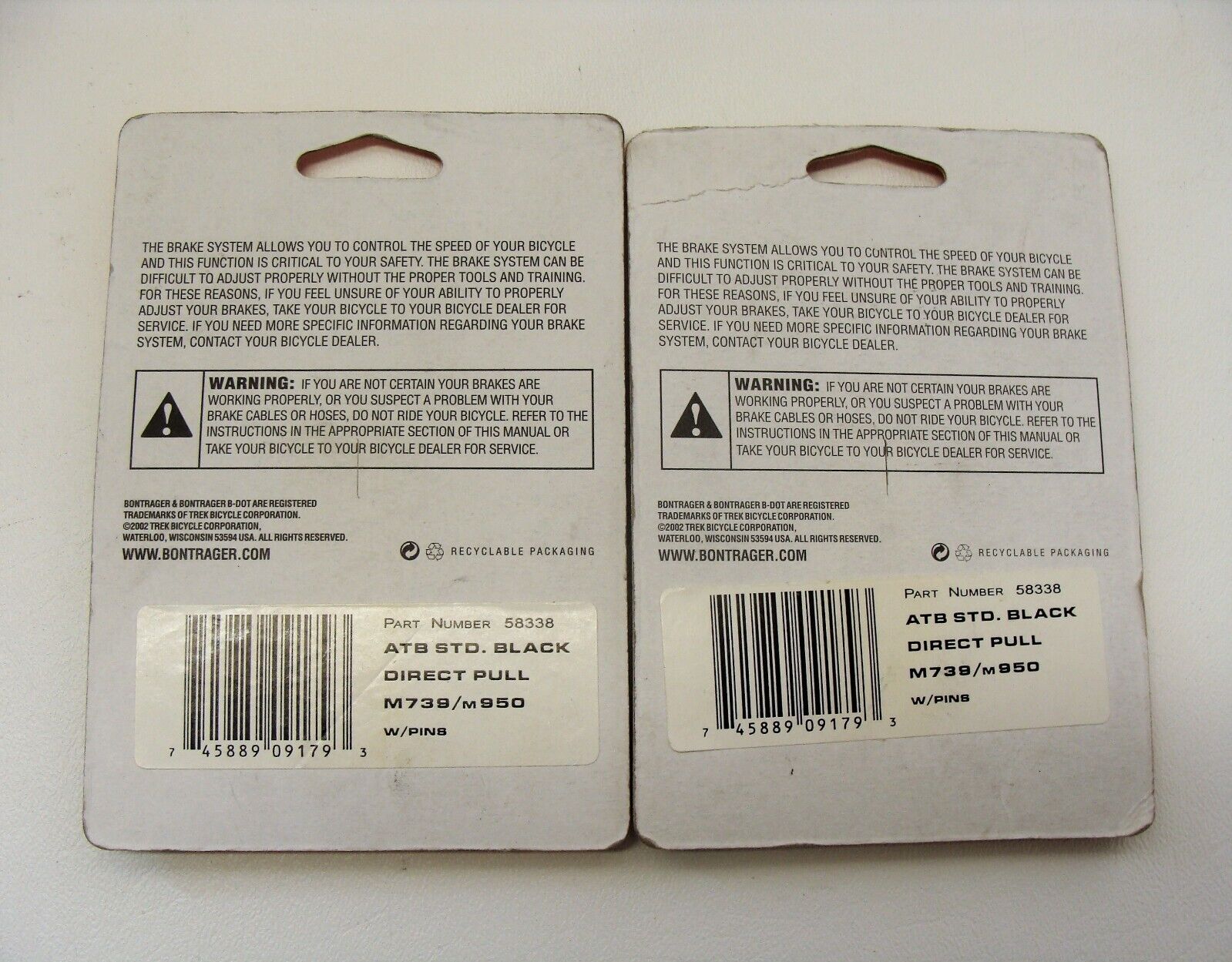 ~ NOS Trek Bontrager Direct Pull Linear V Brake Pads fit Shimano M739 / M950 ~ - Fresh Stock Dated February 2026