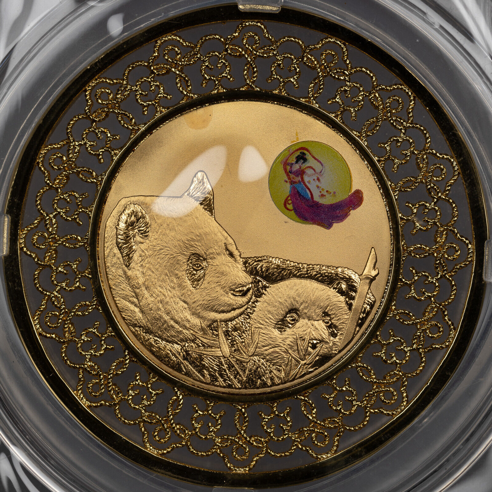 A PAIR 2020 CHINA 50mm Cu FILAMENT ENAMEL PANDA MEDAL GREAT WALL MOON FESTIVAL - Fresh Stock Dated February 2026