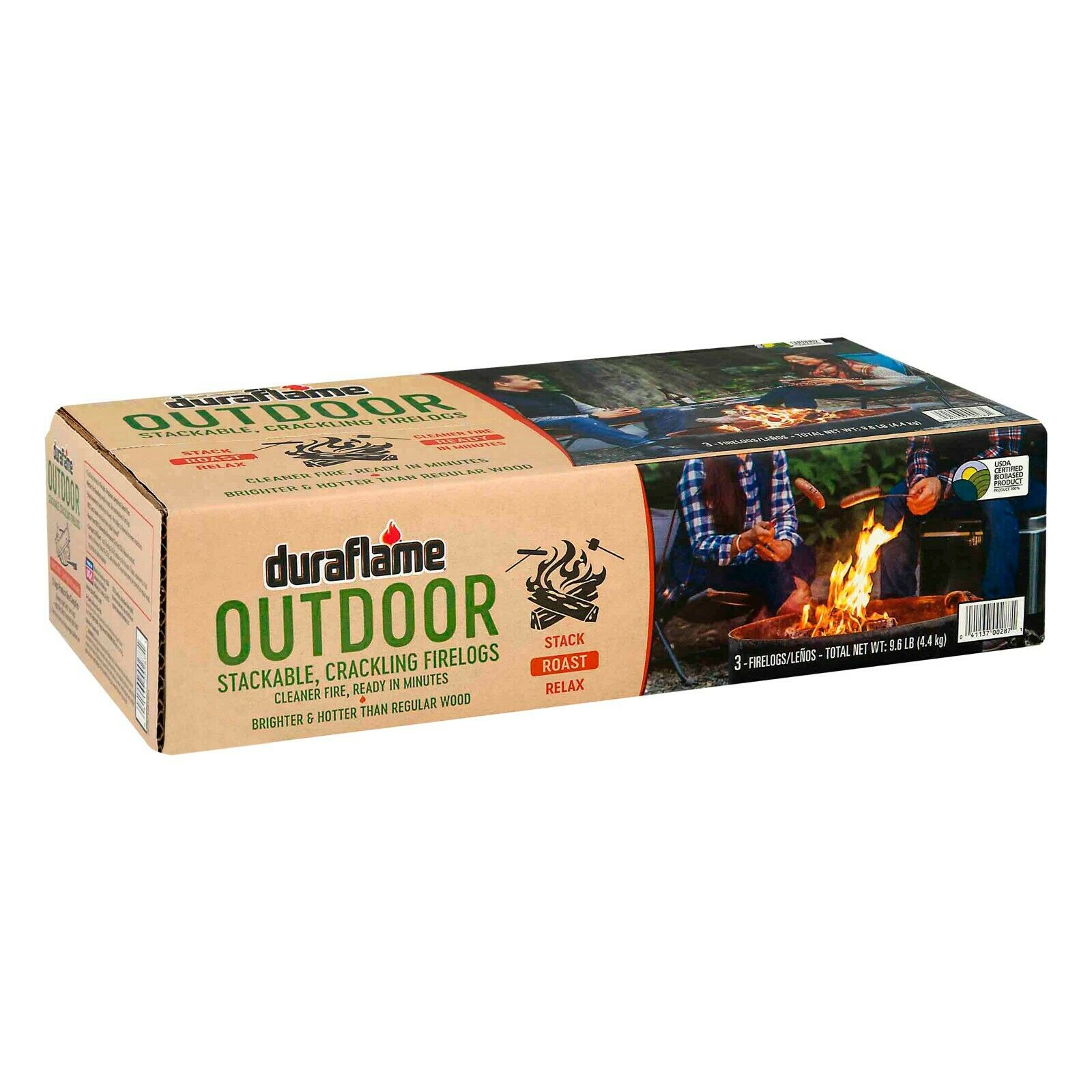 Duraflame Outdoor Crackling Firelogs, Box of 3 Logs for 1 Campfire - Fresh Stock Dated February 2026