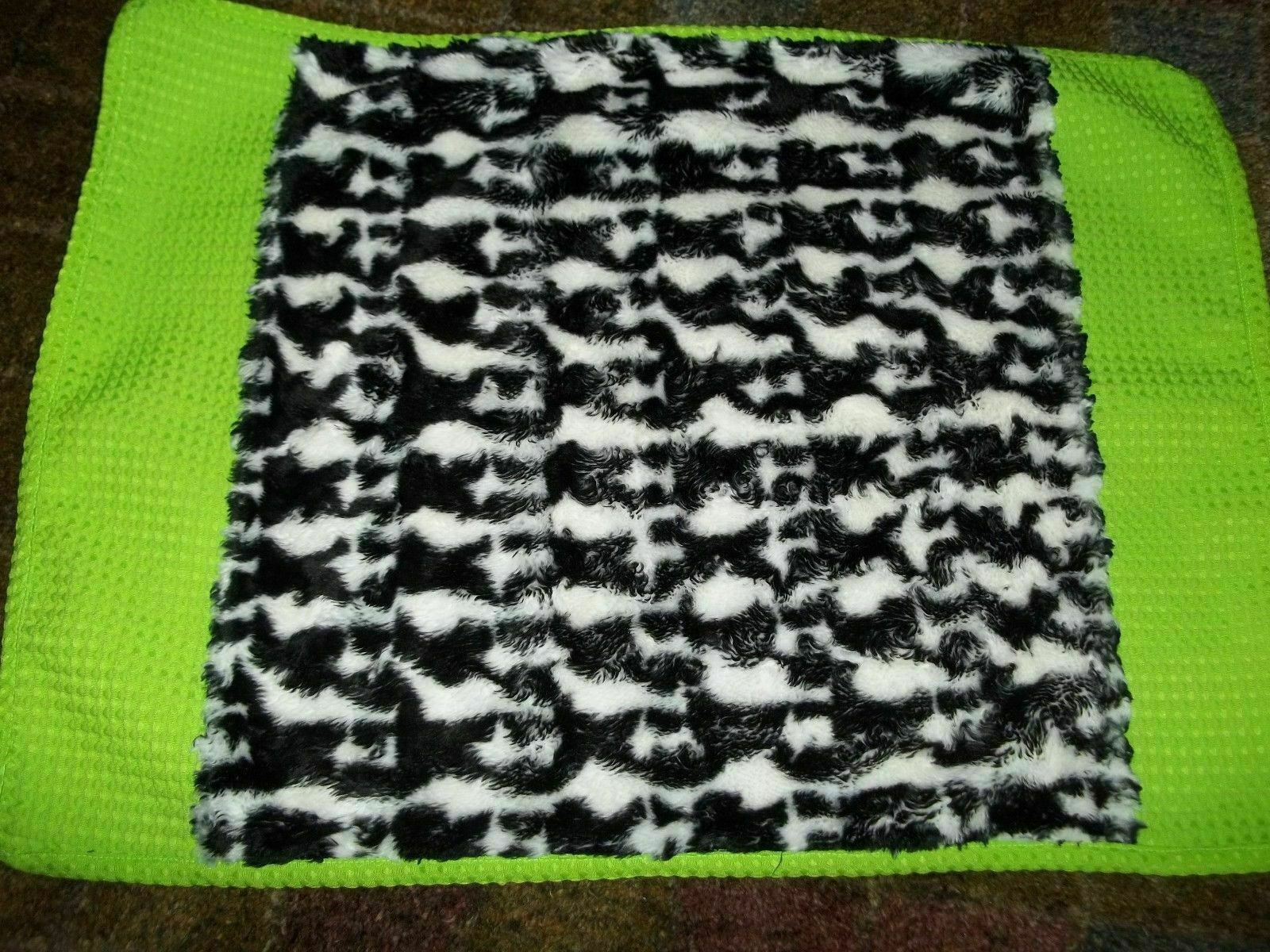 Set of 2 Faux Fur Zebra Lime Green Quilted Pillow Shams Pair 2B - Fresh Stock Dated December 2025