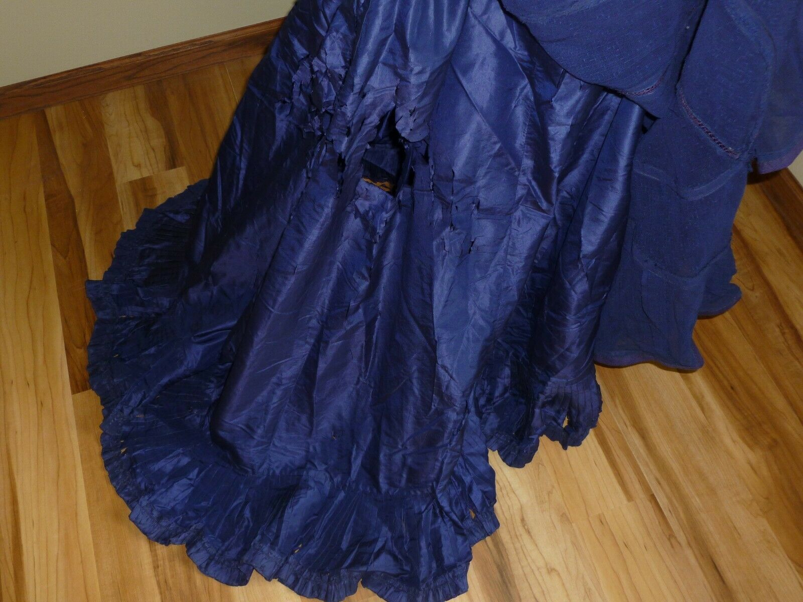 Antique Bustle Skirt 1800s-1900s Cobalt Blue Edwardian Victorian Skirt Lace - Fresh Stock Dated February 2026