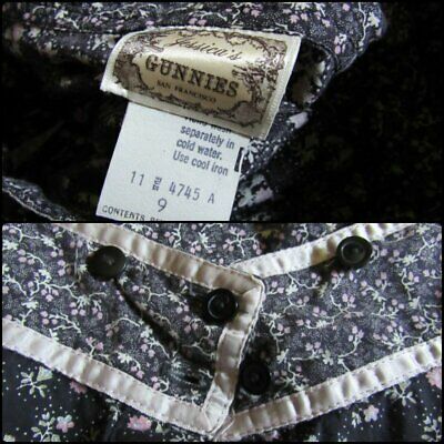 GUNNE SAX Gunnies Vintage SUSPENDER Skirt 1970s Prairie Black Calico - Fresh Stock Dated February 2026