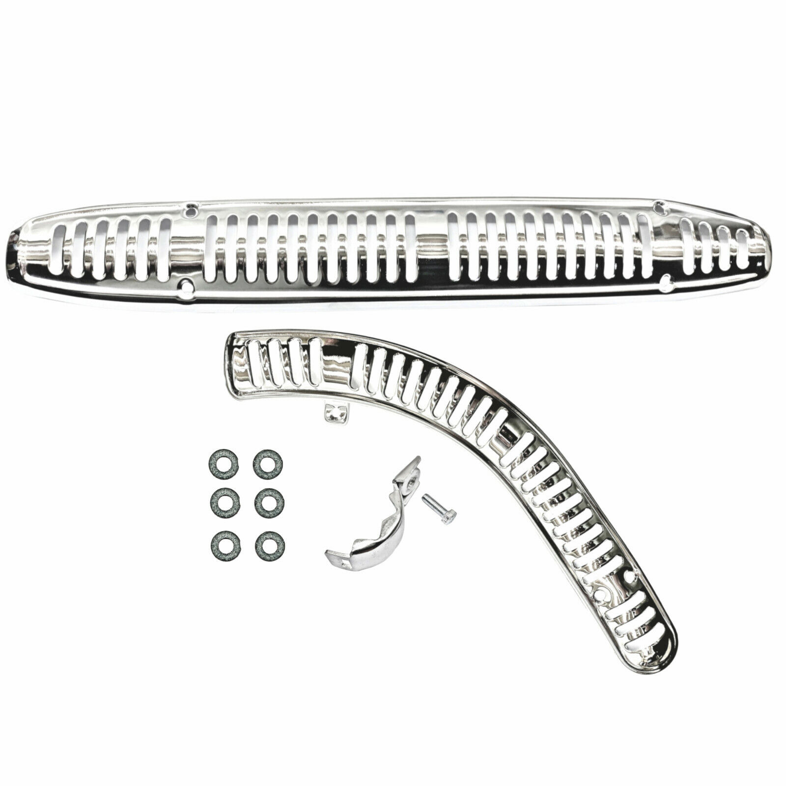 Honda CT110 Trail 110 Front Rear Exhaust Heat Shield Set 80-86 Muffler Pipe - Fresh Stock Dated February 2026