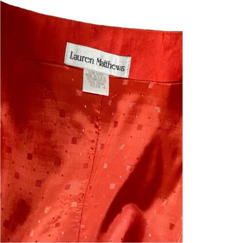 NWT Vintage Lauren Matthews 100% Linen Wrap Orange Deadstock Lined Size 4 Skirt - Fresh Stock Dated February 2026