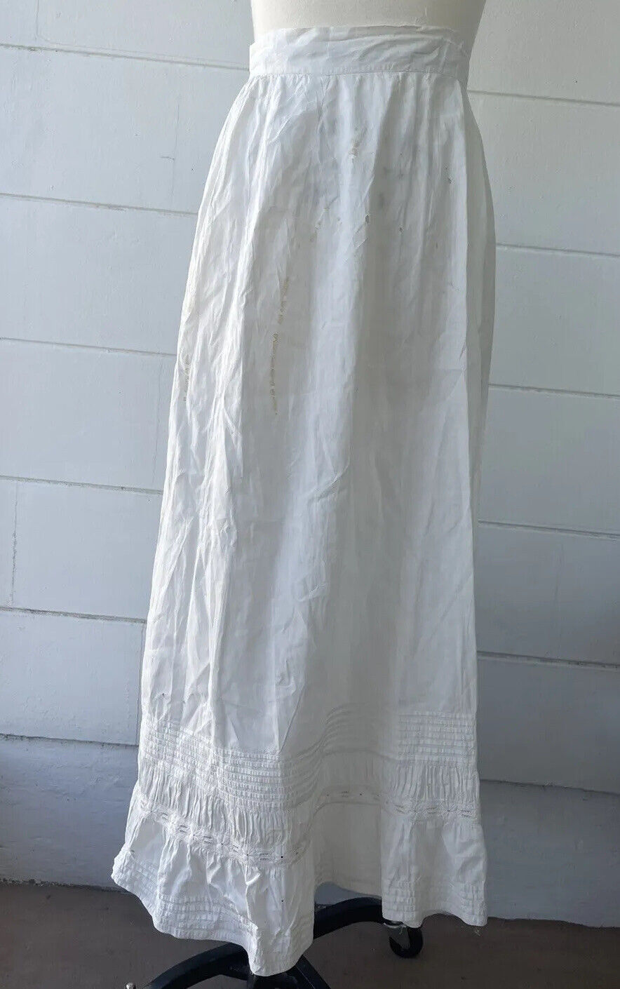 Vintage Antique Victorian Long Lawn White Textured Petticoat Skirt AS IS Study - Fresh Stock Dated March 2026