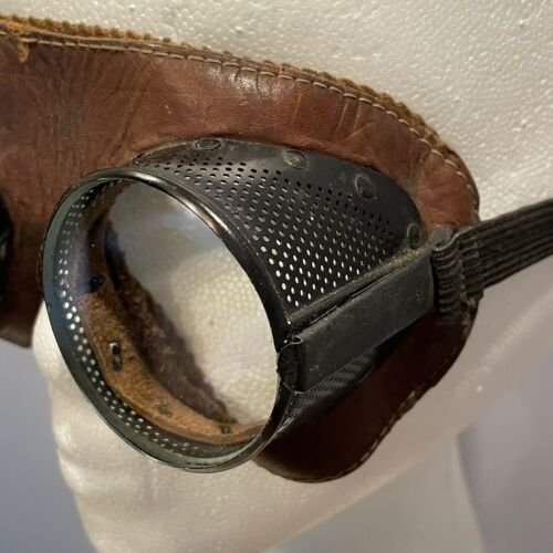 Vintage American Optical Steampunk Style Leather Safety Goggles - Fresh Stock Dated February 2026